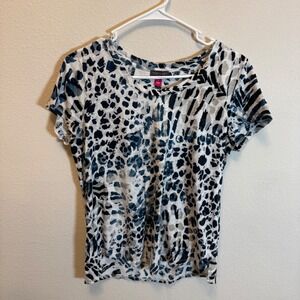 Vince Camuto Animal Print Short Sleeve T-Shirt Top - Women's